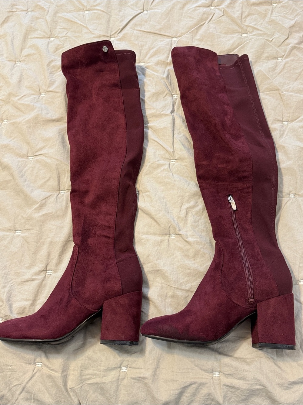 Marc Fisher Women's Over-the-Knee Block Heel Boots - Burgundy
